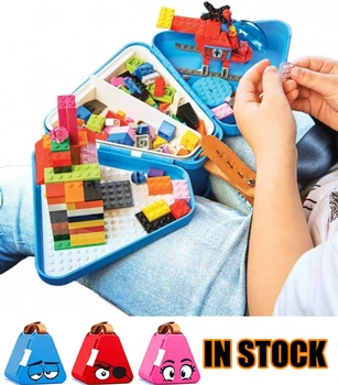 

2019 NEW Portable toy box children's multi-function toy storage box dust-proof color mud building block table toy table bricks