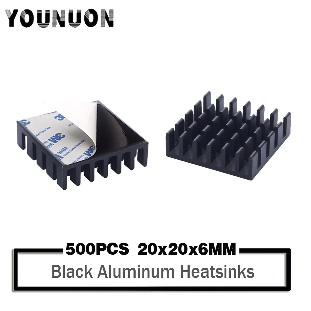 500 шт. YOUNUON 20x20x6 мм экструдированный алюминиевый радиатор Чип охлаждения 20 x 6 с
