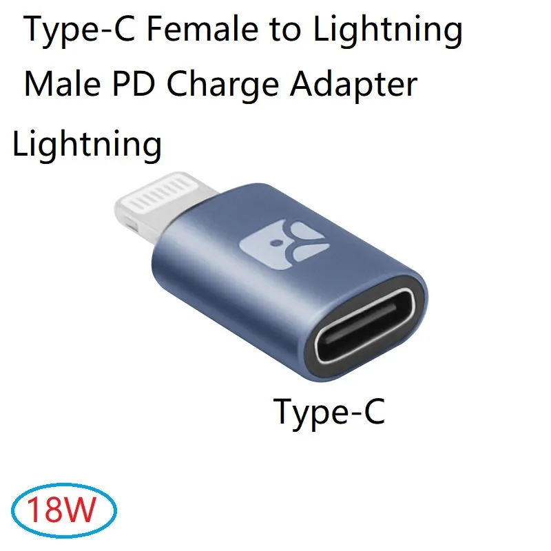 USB Type-C Female to Lightning Male 18W Fast-Charge & Sync Data for Convert 9V2A