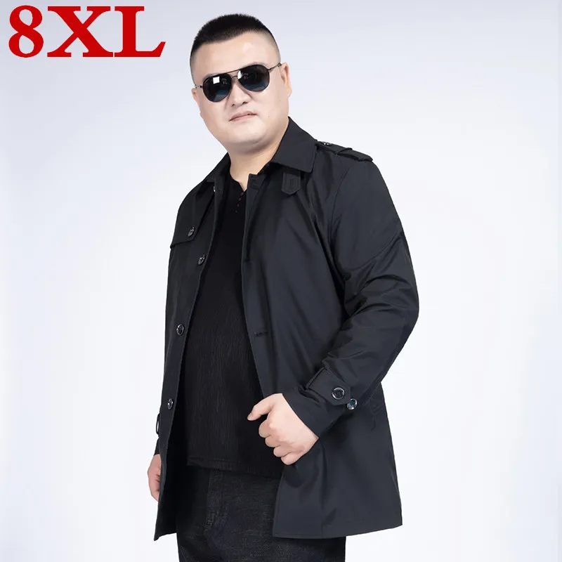 Новые Большие размеры 8XL 7XL 6XL модные высококачественные пальто мужские повседневные Длинные ветровка пальто на молнии