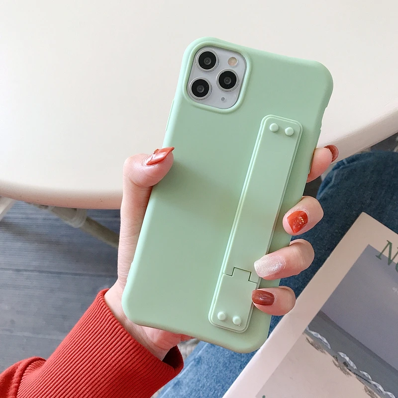 Силиконовый чехол для iPhone 11 Pro матовый мягкий из ТПУ с ремешком на запястье 6 6S 7 8