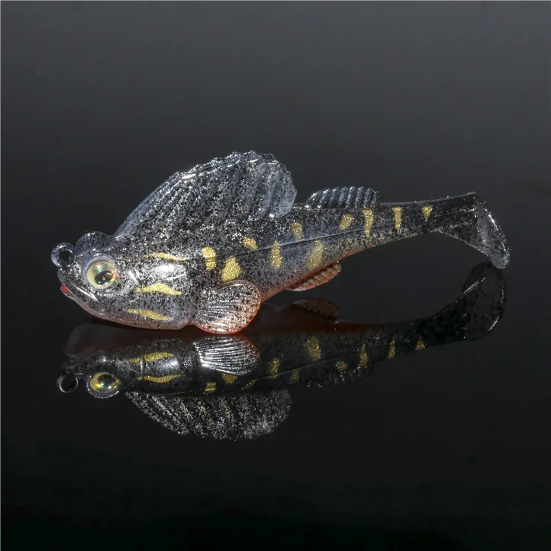 Le-Fish, 75 мм, 14,5 г/55 мм, 10 г, свинцовая головка, плавающие приманки, Мягкая приманка для ловли щуки, приманка на окуня, весло, хвост, плавающая приманка, темное сливное леурре - Цвет: color B 10g