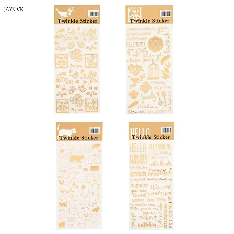

4Pcs UV Epoxy Resin Fillings Gold Letters Cat Flowers Stickers Resin Mold Decorative Stickers Jewelry Making Sticker Kit