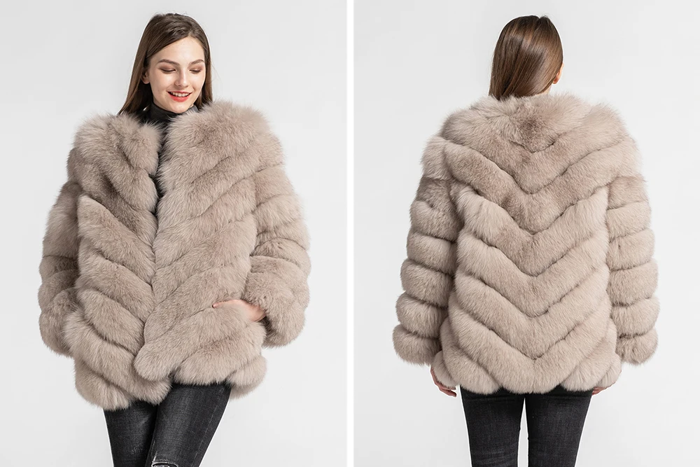 Натуральный мех пальто для женщин Роскошные толстые теплые модные лисий мех куртки наивысшего качества зимнее пальто S7562