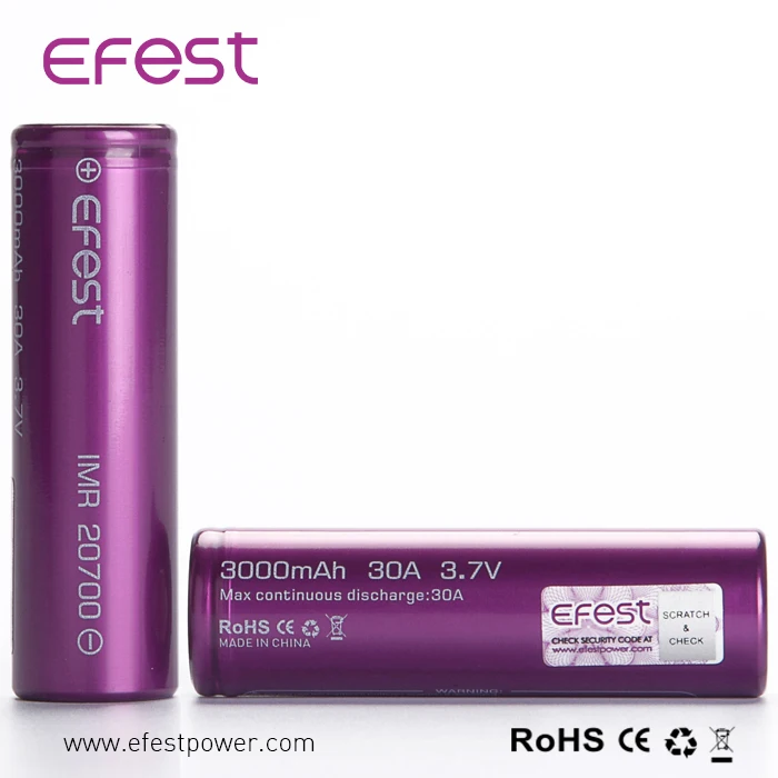 Hotsale Efest 20700 3000mah 3.7V 30A Battery 20700 Battery Solar Battery