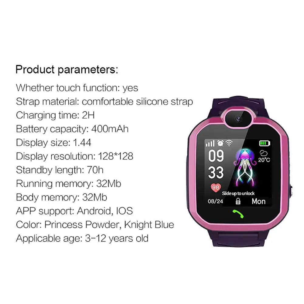  Q13 1.44IN Touch Screen IP67 Waterproof SOS Positioning Smart Children's Phone Watch PK Q12 Smart W - 4000163272222