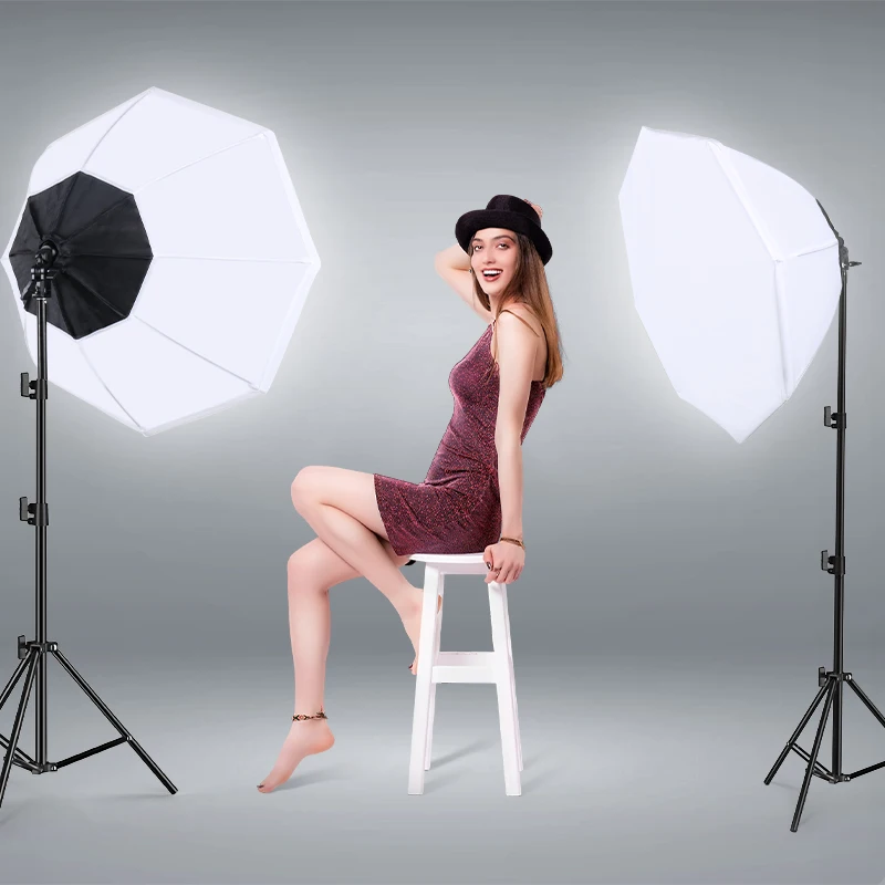 

Yizhestudio Softbox Light Kit Octagon Photography Soft Lighting Box with 85W Photographic Bulb 70cm Photo Studio for Portraits