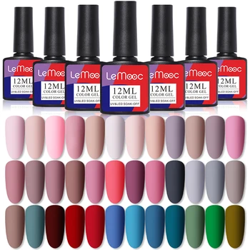 

LEMOOC 12ml Matte Effect Gel Nail Polish Autumn Winter Shiny Sequins Mixed Colors Soak Off UV Gel Nail Art Long Lasting Gel