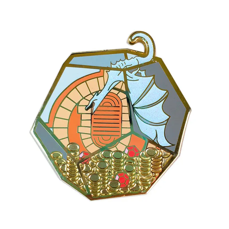 

Gringotts dragon enamel pin and the Deathly Hallows inspired pin Gringott’s bank badge magic Universal Studios pin