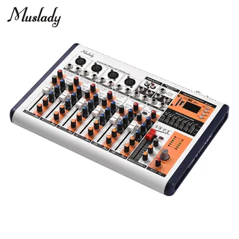 

Muslady -FX 4-Channel Portable Mixing Console Mixer Built-in 16 DSP Effects +48V Phantom Power Supports BT Connection