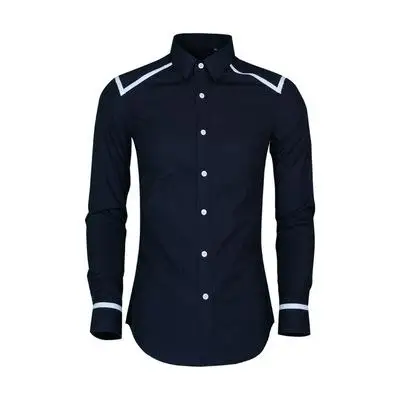 Minglu Slim Fit Мужская рубашка Высокое качество плечо и рукав трубопровод дизайн мужская рубашка тренд длинный рукав мужские Рубашки 4xl - Цвет: BLACK