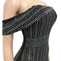 Sexy Black Strapless Crystal Diamond WoSleevelessal Bodyconwear Dresses