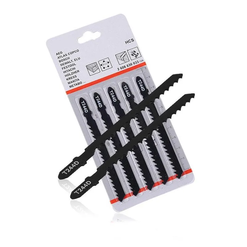 Jig Saw Blades for Wood Jig Saw Blades Fast Cutting Tools T244D HCS T-Shank Curved 74mm 5Pcs/Set