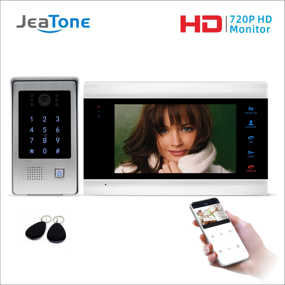 Tuya Smart Life App WiFi IP Video Door Phone Video Intercom Code Keypad/RFID Card/APP Unlock Motion Detection Access Control
