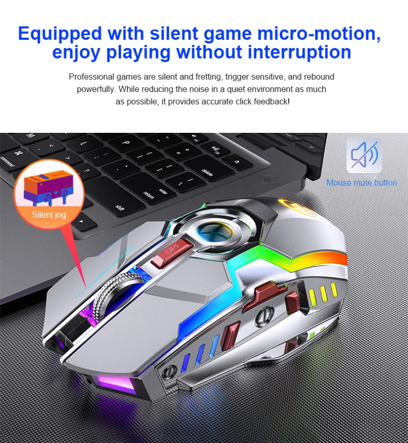 small computer mouse Matte A5 RGB Streamer Mouse Mini Wireless Mouse Gaming Silent Laser Optical 2.4GHz Game USB Rechargeable Laptop Ergonomic Design silent wireless mouse