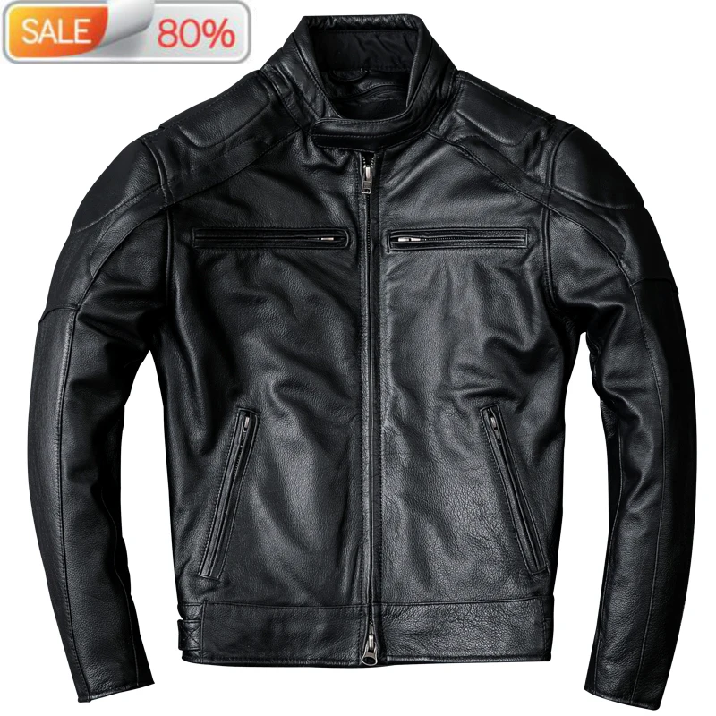

Real Cow Autumn Winter Genuine Leather Jacket Men Clothes 2020 Vintage Coat Chaqueta Cuero Hombre ZL401