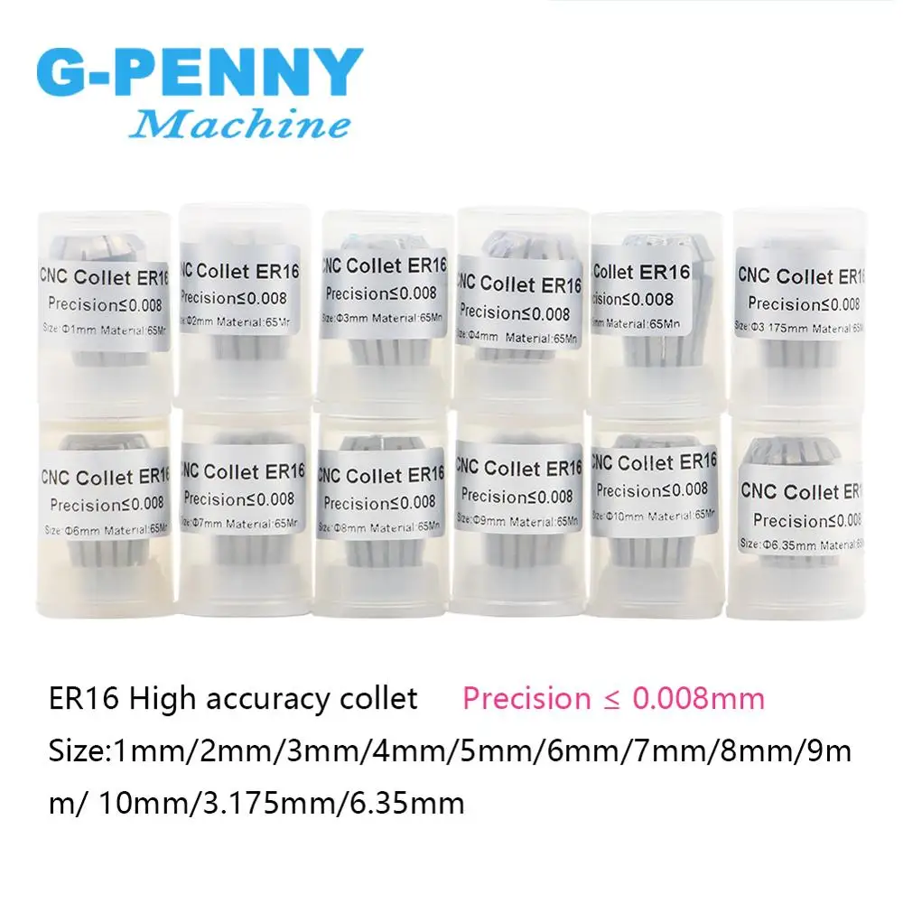 G-Penny 1 шт. ER16 пружинный цанговый патрон Высокая точность 0,008 мм 1,2, 3,4, 5,6, 7,8, 9,10, 1/4, 1/8 фрезерный токарный станок с ЧПУ мотор шпинделя