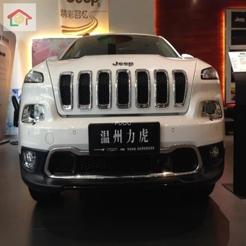

For Jeep Cherokee 2014 2015 2016 ABS Chrome Front Insert Grille Cover Trim Car Exterior Decoration Stickers Car Styling