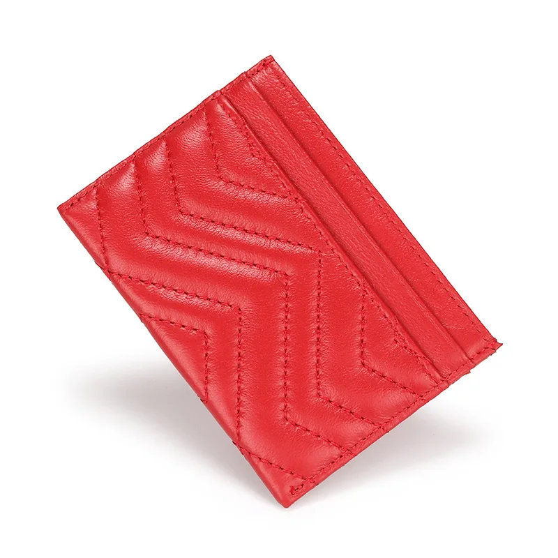 Ultrathin Card Holder Minimalist Slim Sheepskin Leather Wallet for Men Women Mini Small Card Wallet 2023 New Ladies Coin Purses