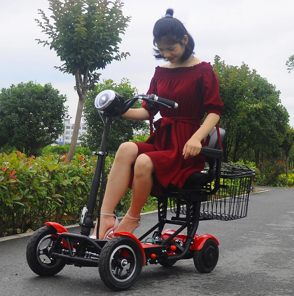 250w 4 wheels dual motor high quality portable mobility folding electric wheelchair scooter for adult