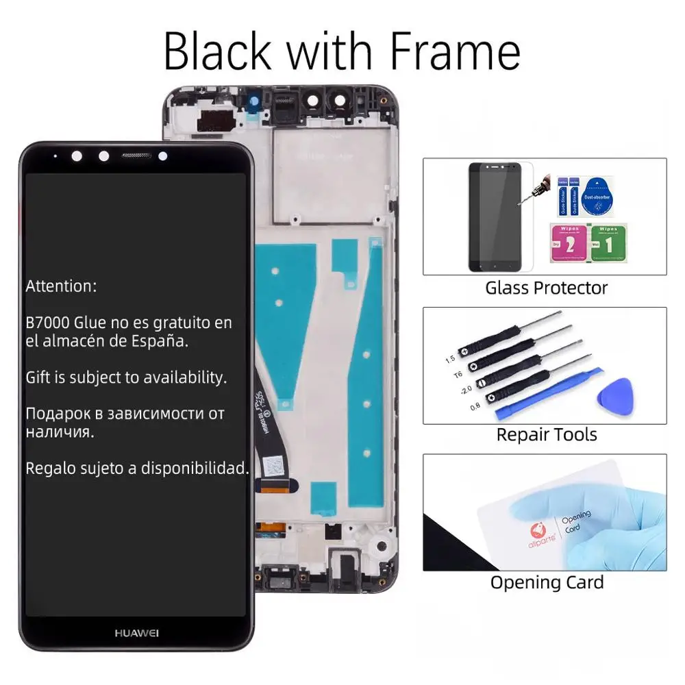 Дисплей для HUAWEI Y9 Enjoy 8 Plus fla lx1 LCD в сборе с тачскрином 5.93‘’ черный белый - Цвет: Black with Frame