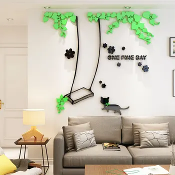 

Swing Cartoon Wall Stickers Sofa Background Decorative Wall Decals Cat Pattern Stickers For Dining Room Wall Decor Wallpaper