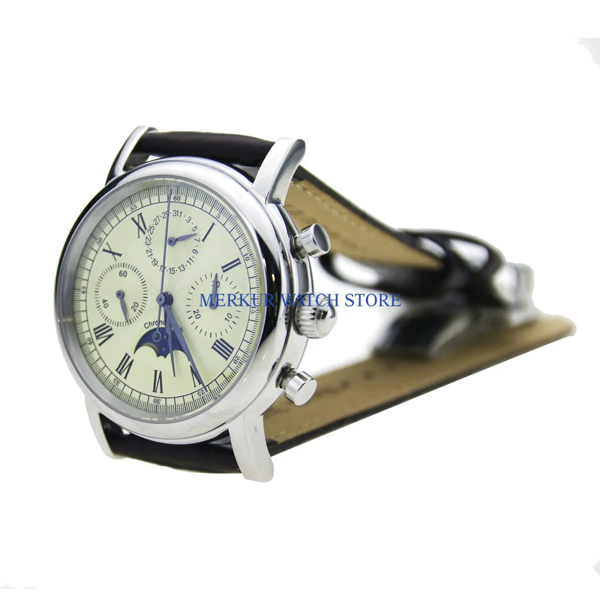 No logo Mens Watch Mechanical Chronograph Pilot 1963 Dress Watch Dress Seagull Movement St1908
