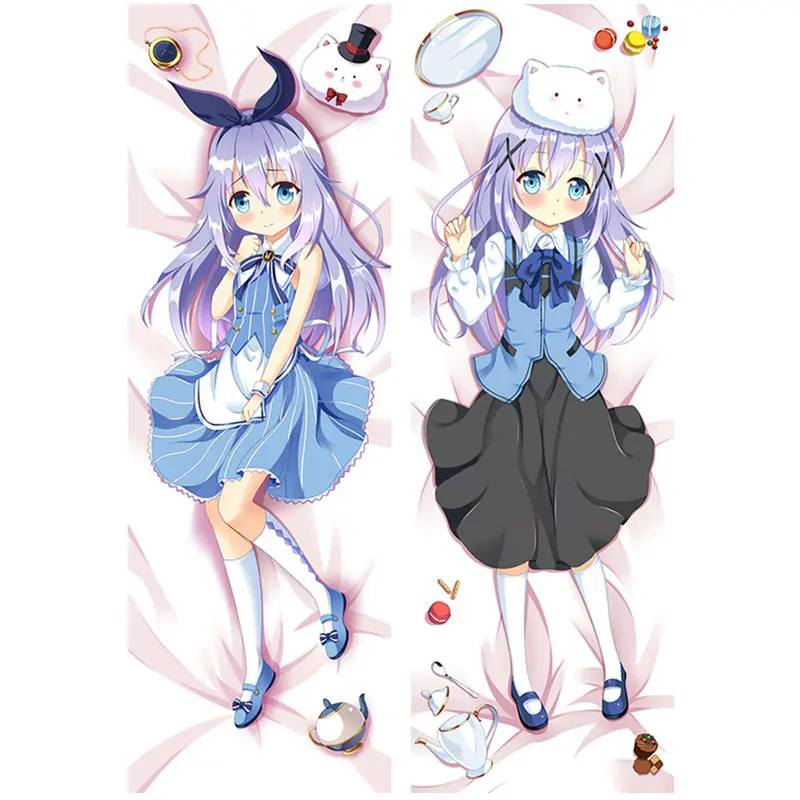 Polyester Anime Go chuumon wa usagi desuka?Wonderful party pillow Covers case Sexy girl 3D Double-sided Bed Hugging Body pillowcase GM02 - Цвет: Polyester