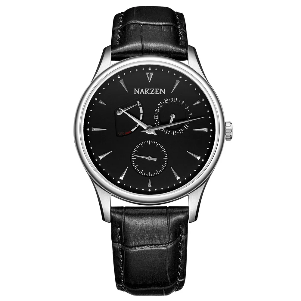 NAKZEN Бизнес наручные часы для мужчин часы лучший бренд класса люкс Мода кожаный ремешок наручные часы новые мужские кварцевые часы для мужчин часы