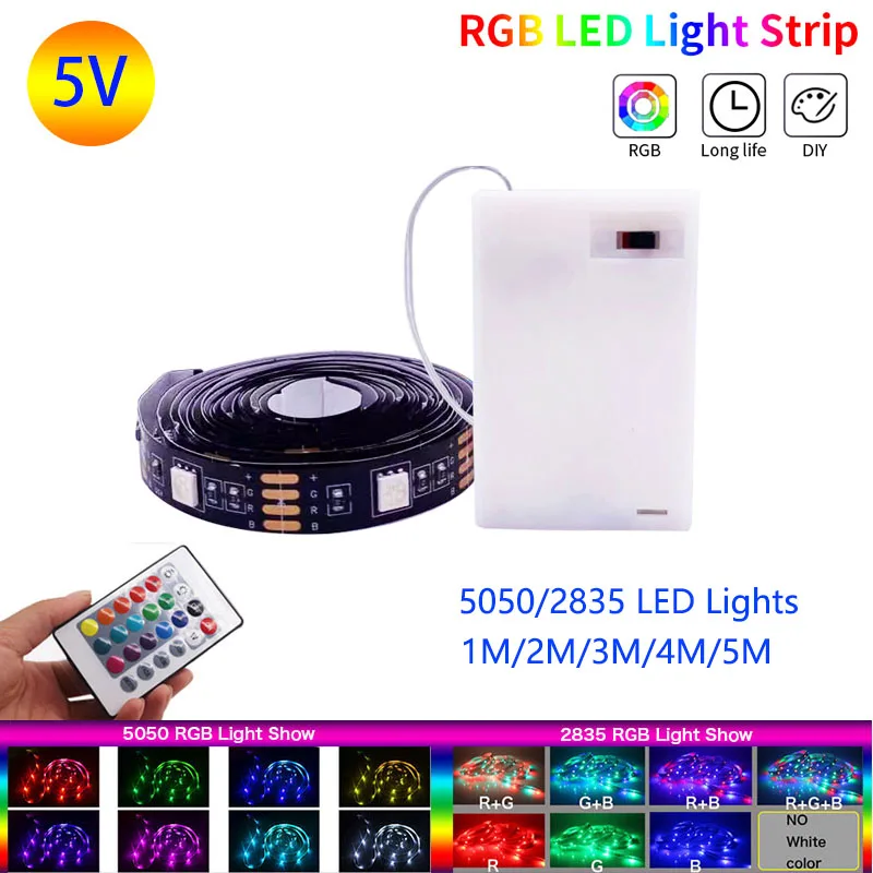 Светодиодная лента 5050 2385 Гибкая RGB-лампа для украшения аккумулятора пульт