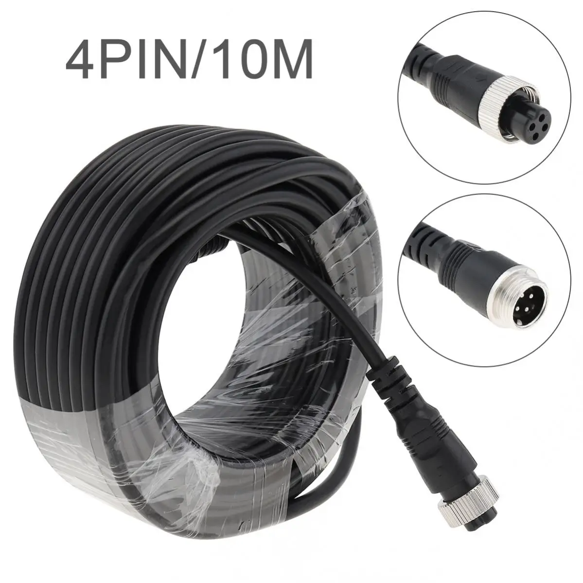 

Male to Female 4-Pin Aviation Video Cable 10M Aviation Extension Cable with Trigger Wire for Truck Bus Monitor Camera Connection