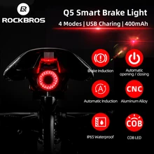 ROCKBROS-Luz LED Trasera Inteligente para Bicicleta, dispositivo con sensor de freno, IPx6, resistente al agua, Q5