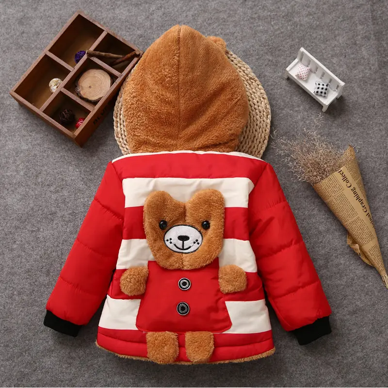 

Winter Children Baby Cotton-padded Clothes Cotton-padded Jacket plus Velvet plus Cotton 1-2-3-4-5-Year-Old Children Cartoon Bear