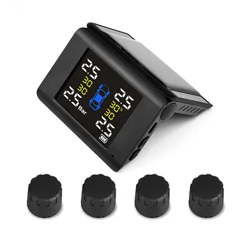 

Wireless Car TPMS Tire Pressure Monitor Intelligent System Solar Power LED Display with 4 Built-in or External Sensor