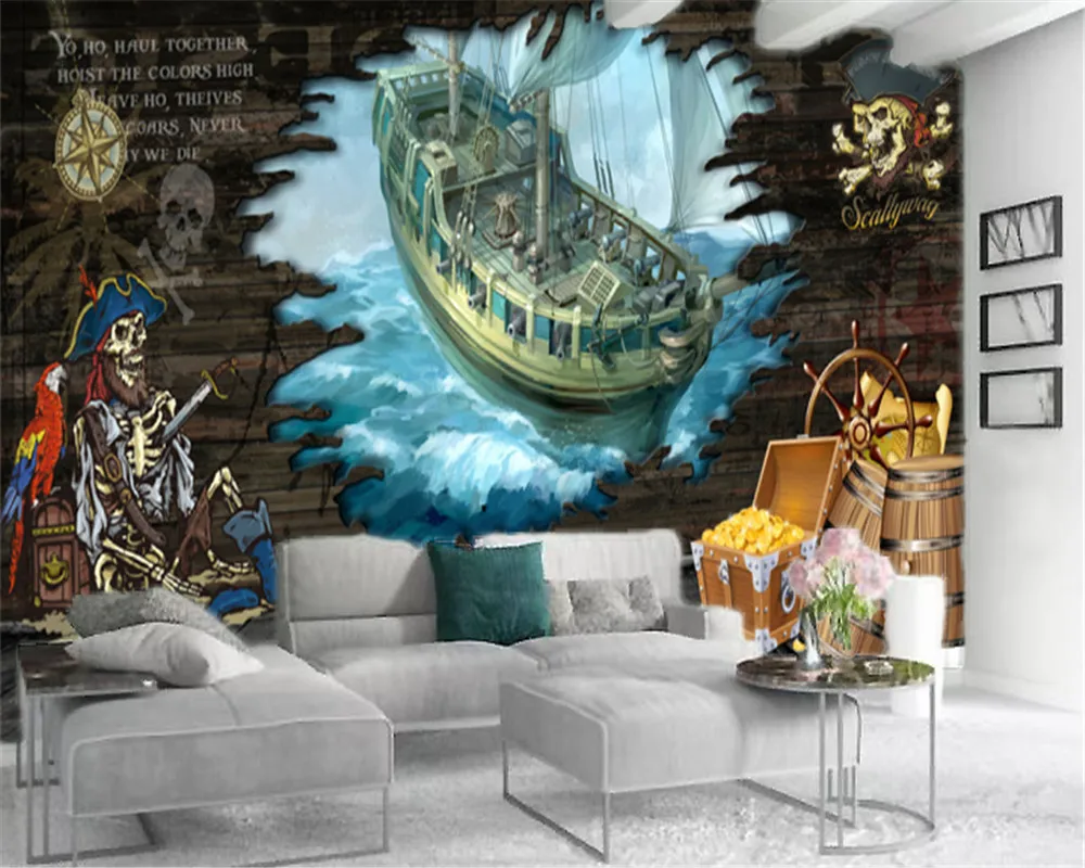 Фотообои на заказ 3d обои с рисунком пиратского корабля цифровая печать HD