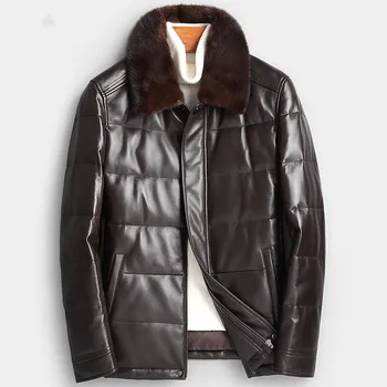 

Genuine Leather Jacket Men Mink Fur Collar Duck Down Jackets Winter Jacket Men Sheepskin Coat Cuero Genuino 81X8703YY265