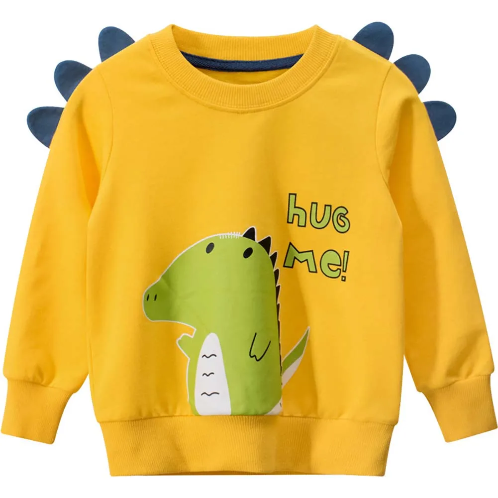 

Boy\u2019s Cartoon Dinosaur Letter Sweatshirt Autumn Winter Long-sleeved Warm Pullover Sweater 2-7Y