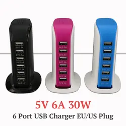 5V 6A 30W EU US версия 6 портов USB зарядное устройство настольная настенная зарядная станция EU US вилка портативное зарядное устройство для