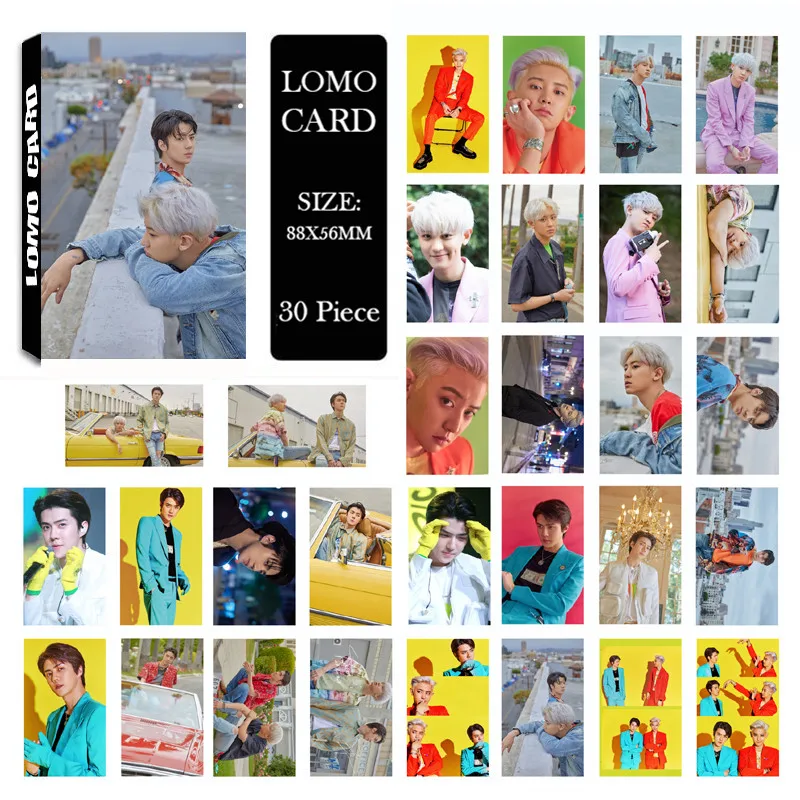 Youpop KPOP EXO SC SEHUN CHANYEOL What a Life Album LOMO Cards Новая мода самодельная бумага фото карта Фотокарта LK656