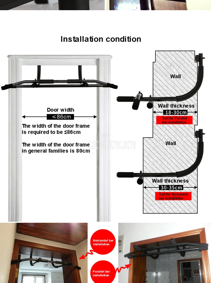 Простой дверной параллельный бар Многофункциональный внутренний бытовой фитнес дверной каркас тела подъема стальной горизонтальный параллельный бар YH-039