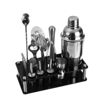

18Pcs Stainless Steel Cocktail Shaker Maker Mixer Bar Tool Set Kit + Stand Cocktail Shakers & Bar Sets Acrylic Stand