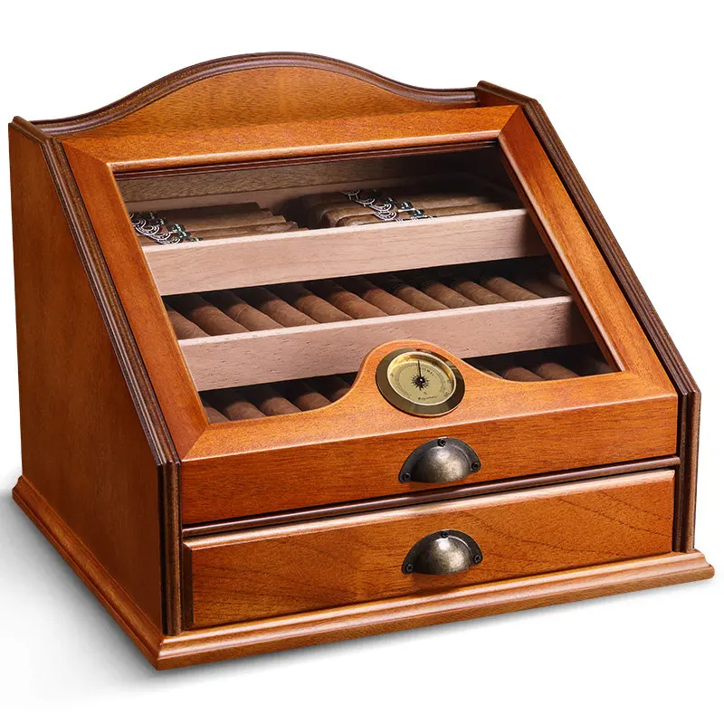 as picture show CIGARLOONG Cedar Wood увлажняющая коробка шкафчик фирмы "Humidor" Большая емкость подходит 100 четырехслойная сигара Humidor деревянная коробка CLA-A0012 - Цвет: as picture show