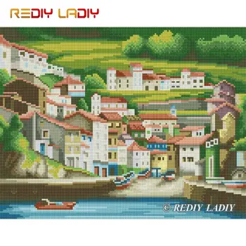 

High Quality Diamond Painting Quiet Village Full Round Diamond Embroidery Beaded Cross Stitch Pixel Mosaic Pattern Home Decor