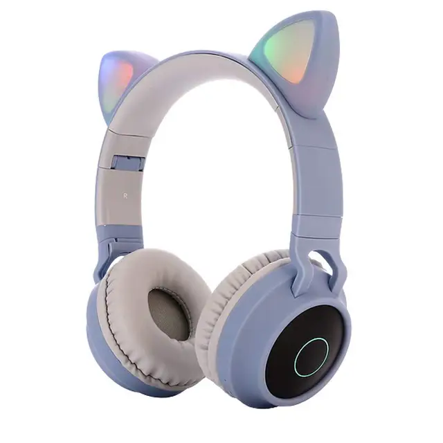 EastVita Bluetooth Stereo Earphone Cute Cat Ear Headphones Flashing Glowing headphones Gaming Headset Earphone LED light For PC