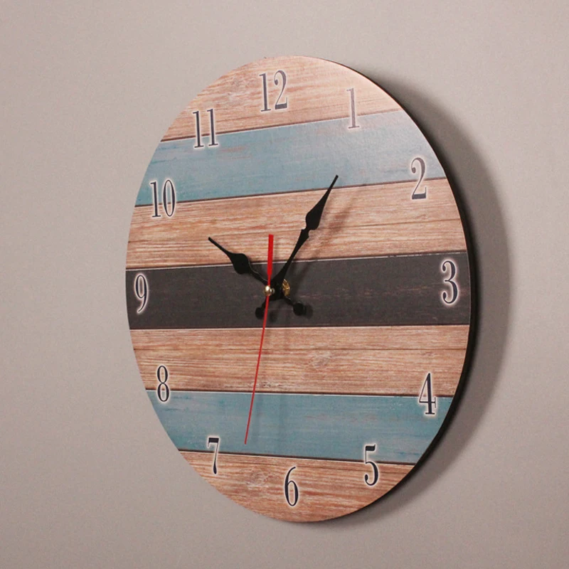 Retro Wall Clock Modern Design Mechanism Vintage Digital Metal European Wooden Roman Craft Wall Clock Home Decorative Gift