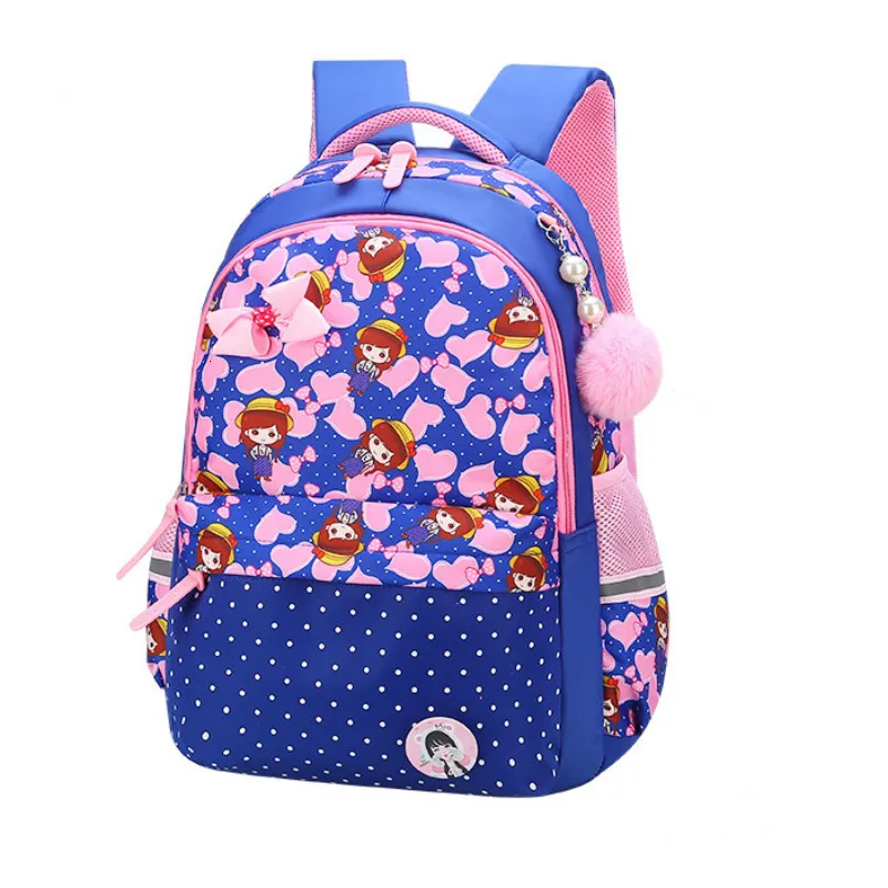 large blue Детские школьные сумки для девочек, детский Ранец с рисунком из мультфильма, ортопедический рюкзак принцессы, школьный рюкзак для детей, Mochila Infantil - Цвет: large blue