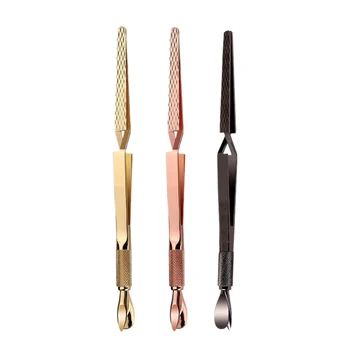 

3 Way Magic Multi-Functional Manicure Pedicure C-Curve Pinching Tool Cuticle Pusher Nail Art Pincher for Acrylic UV Gel Nails,Go