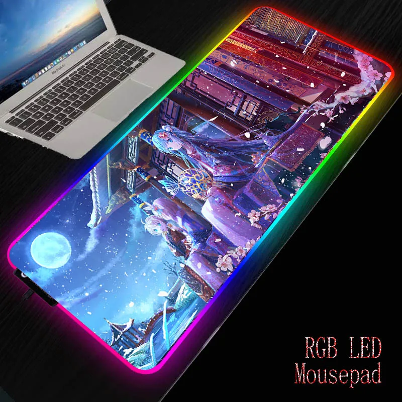 Игровой коврик для мыши Mairuige с японским аниме девушкой RGB большой компьютерный