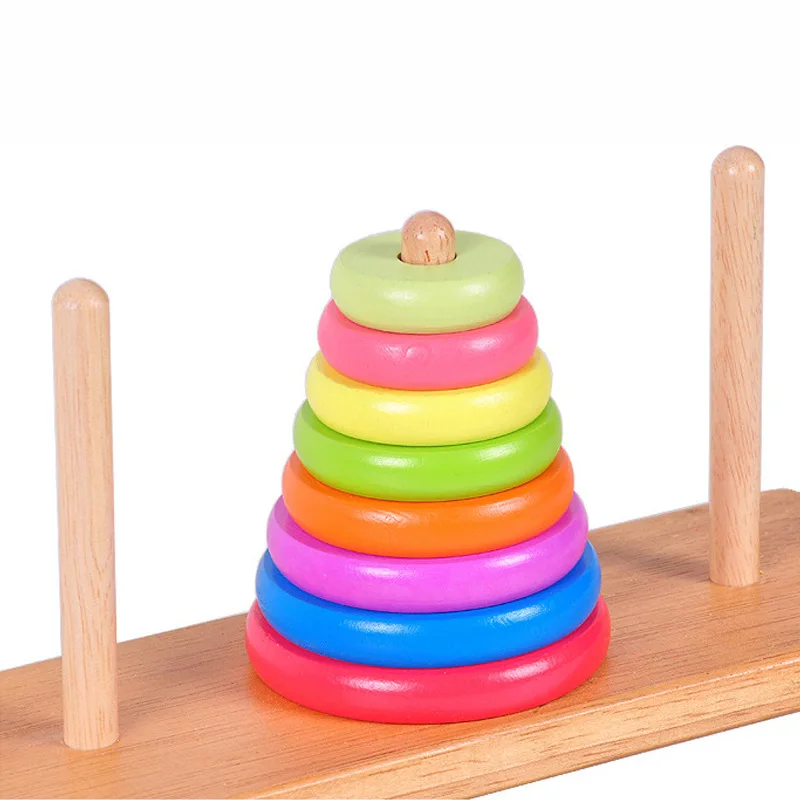 Детские развивающие игрушки Башня Ханоя Радужное кольцо Дженга кольцо соответствующие строительные блоки цвет когнитивные деревянные игрушки