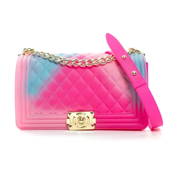 

GW brand rainbow clear shoulder tote women candy totes ladies pvc crossbody purse jelly bag handbag